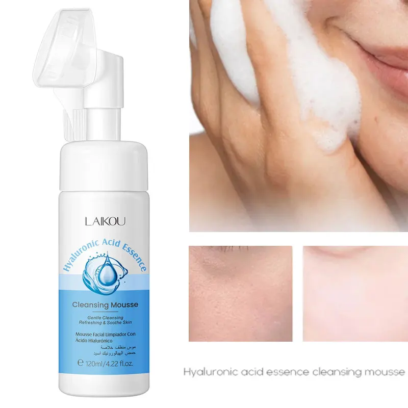 LAIKOU Hyaluronic Acid Cleansing Mousse 120ml Facial Oil Control Moisturizing Cleansing Pores Refreshing Skin Care Products