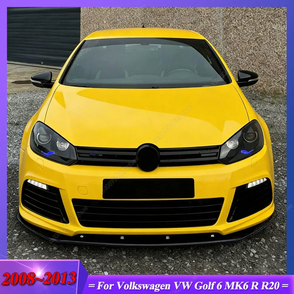

For Volkswagen VW Golf 6 MK6 R R20 2008-2013 ABS Gloss Black 3Pcs Car Front Bumper Lip Spoiler Diffuser Splitter Bodykits Tuning