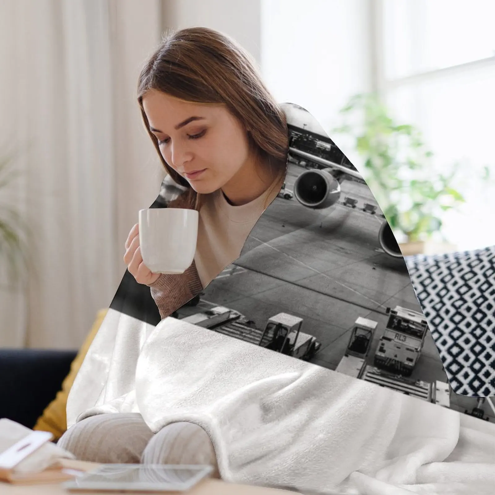 Lufthansa Airbus A380 monochrome Throw Blanket anime valentine gift ideas Blankets