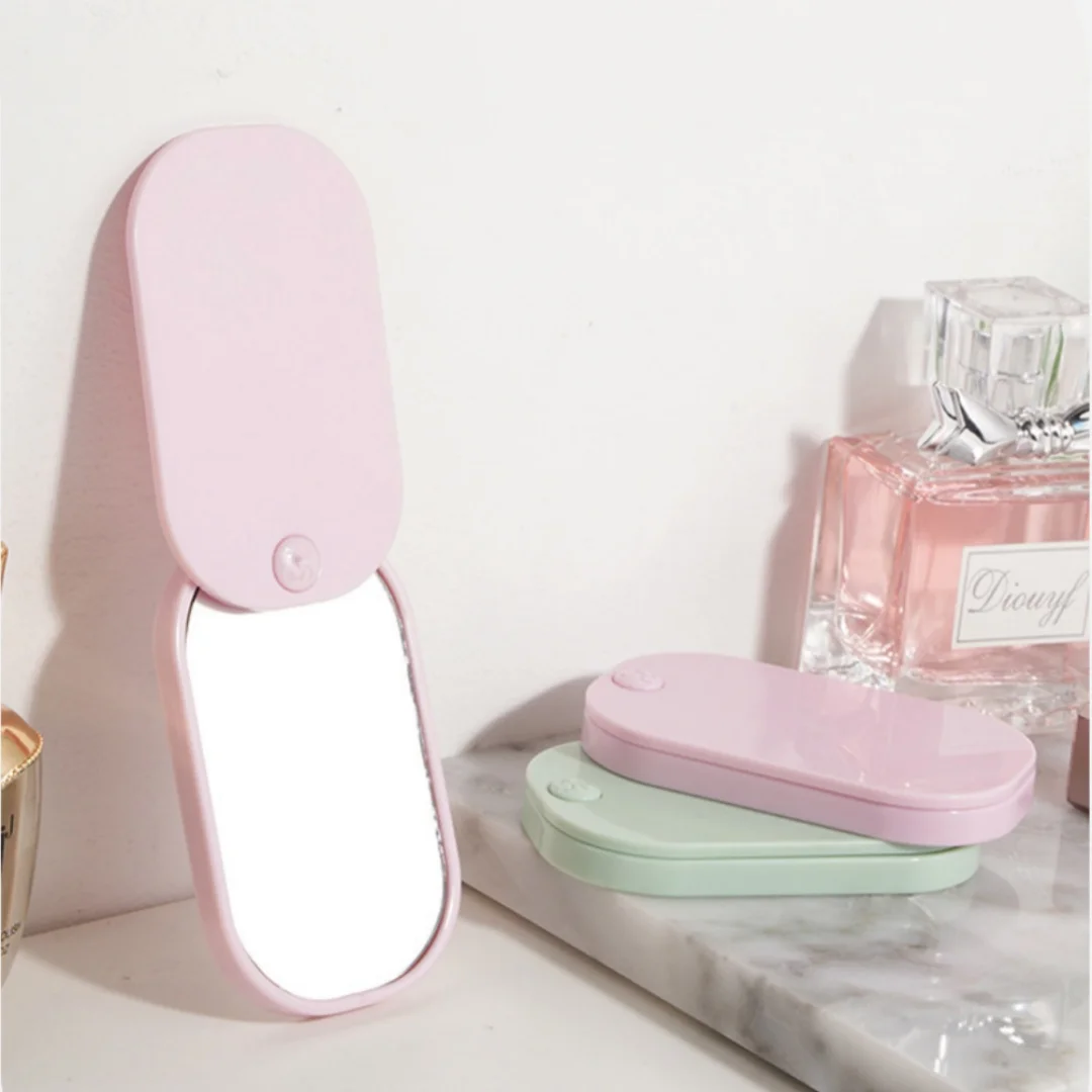Square rounded sliding makeup mirror, portable storage small mirror, mini travel makeup mirror