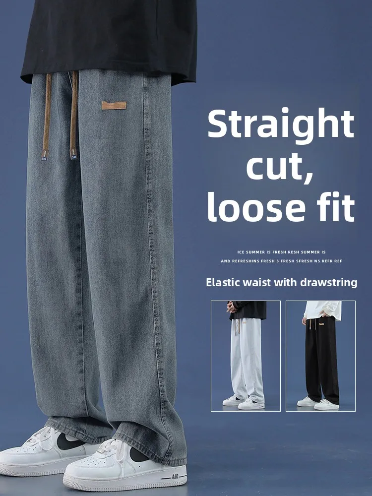 

Casual Men's Jeans Spring Autumn Loose Straight Leg Long Trousers Workwear Sle Comfortable Denim Pants for Teenagers