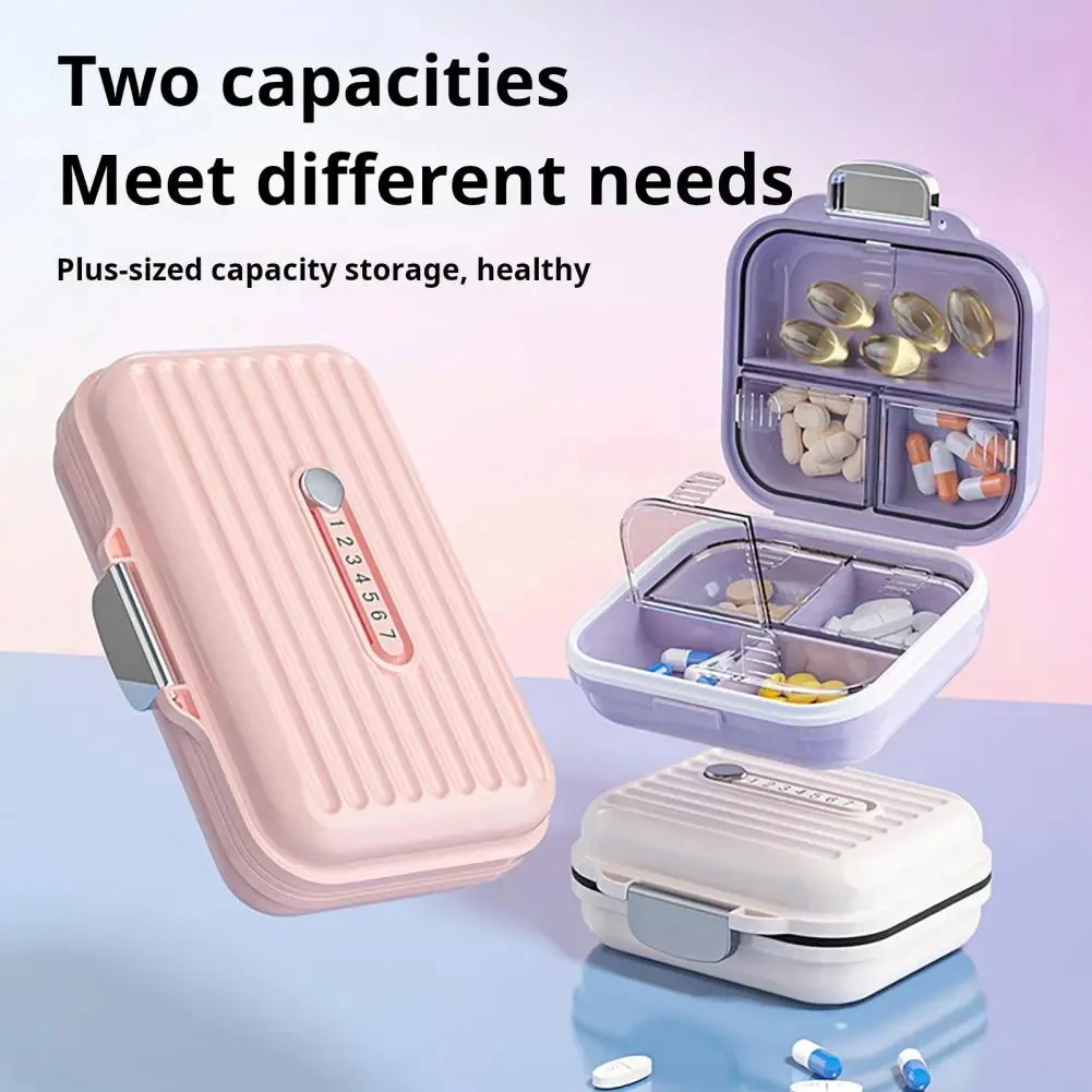 Pill Storage Box  Multi-purpose Compact Weekly Drug Case with Lock Design for Outdoor Travel Tablet Organizer Medicine Container