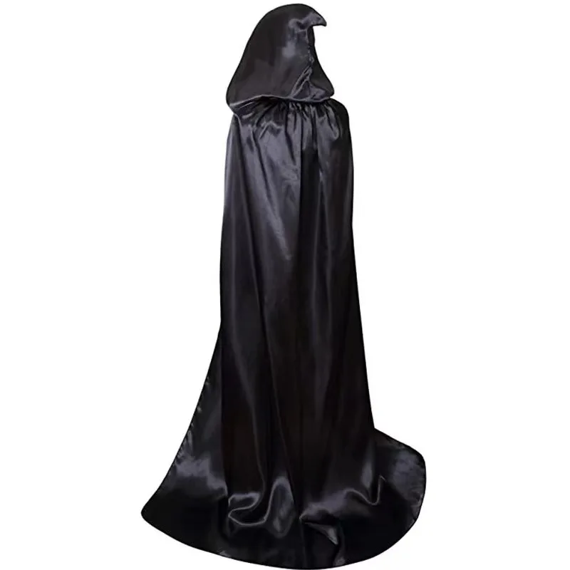 Women Men Halloween Cloak Set Creative Black Hooded Cloak Cosplay Vampire Witch Death Cloak for Adult Children Halloween Costume