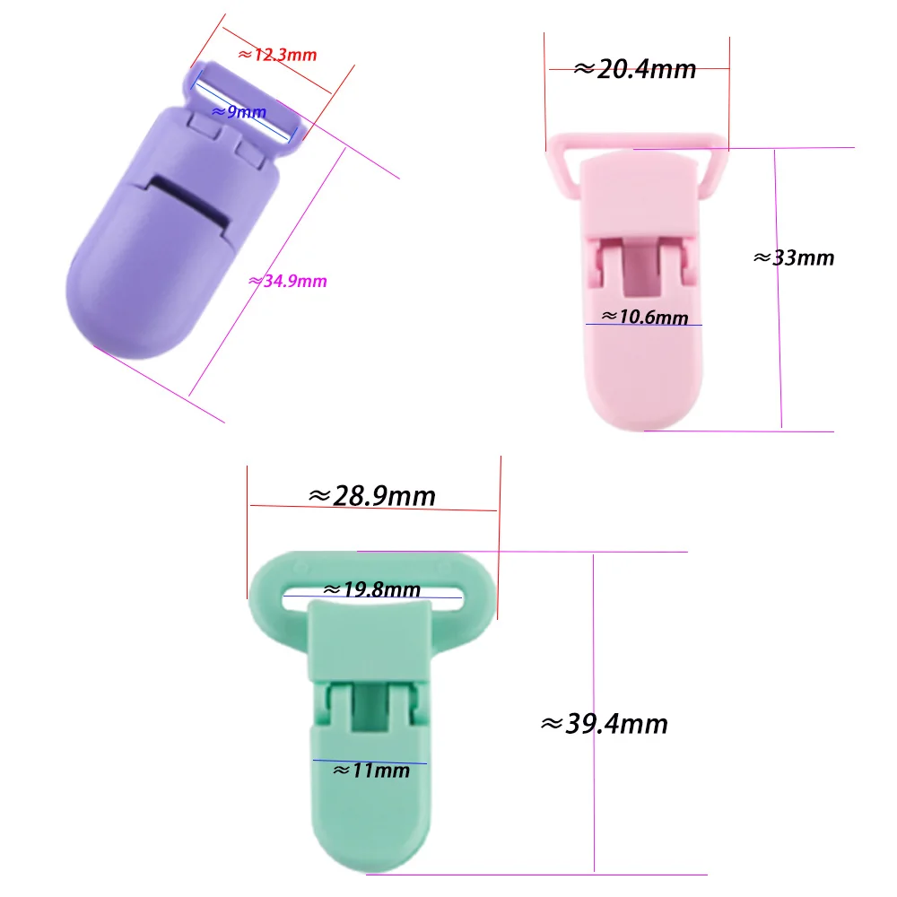 Kovict 10-20 pçs colorido simples e fácil clipes de chupeta de plástico para fazer jóias acessórios de jóias diy corrente de chupeta