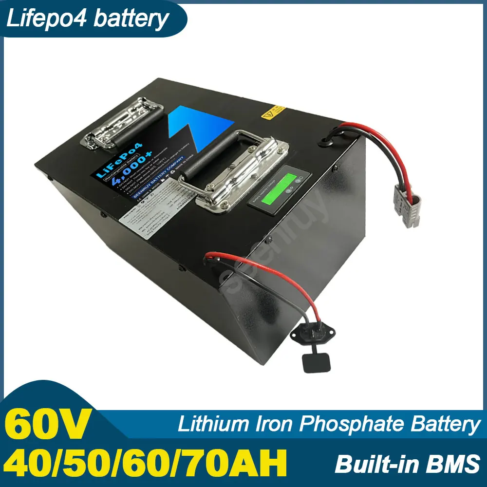 60V 40AH 50AH 60Ah 70AH Lifepo4 With Charger Lithium Iron Phosphate Battery Perfect For Ebike Tricycle Motorcycle Scooter