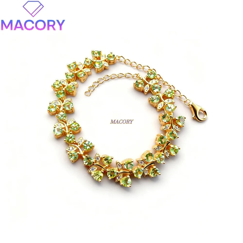 

Women's Natural Peridot Bracelet 925 Silver Jewelry Luxurious and Exquisite Women's Jewelry Christmas Anniversary Gift Choice