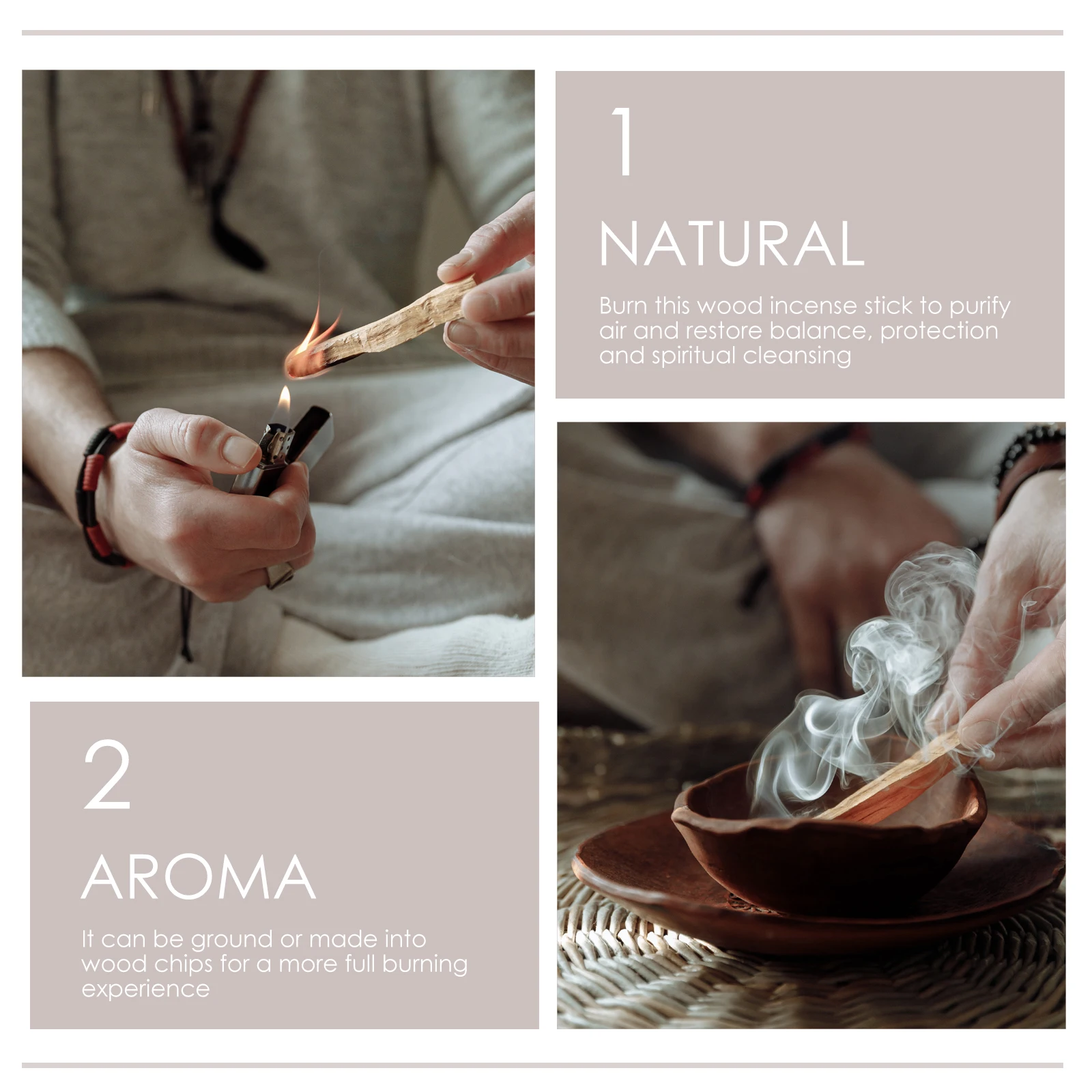 

3 Pcs Incense Wood Original Holy Stick to Burn Natural Oud Aromatic Oil Sticks Burner Cedar Burning
