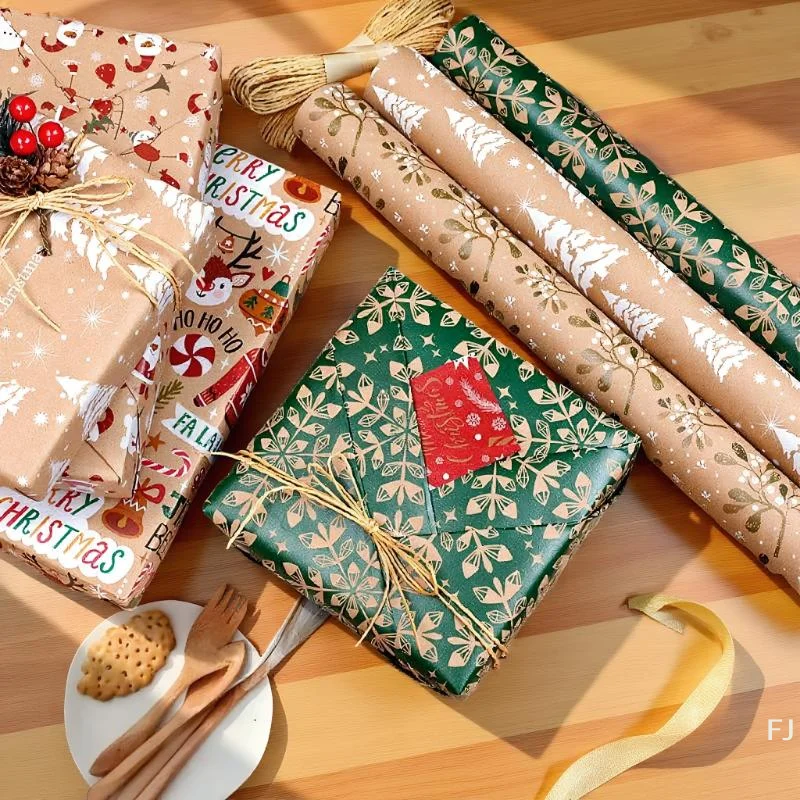

[YU] 6 шт., рождественская упаковочная бумага, свадебное зеленое украшение, подарочная упаковка, художественная посуда, крафт-упаковочная бумага, пергамент, украшение на Новый год