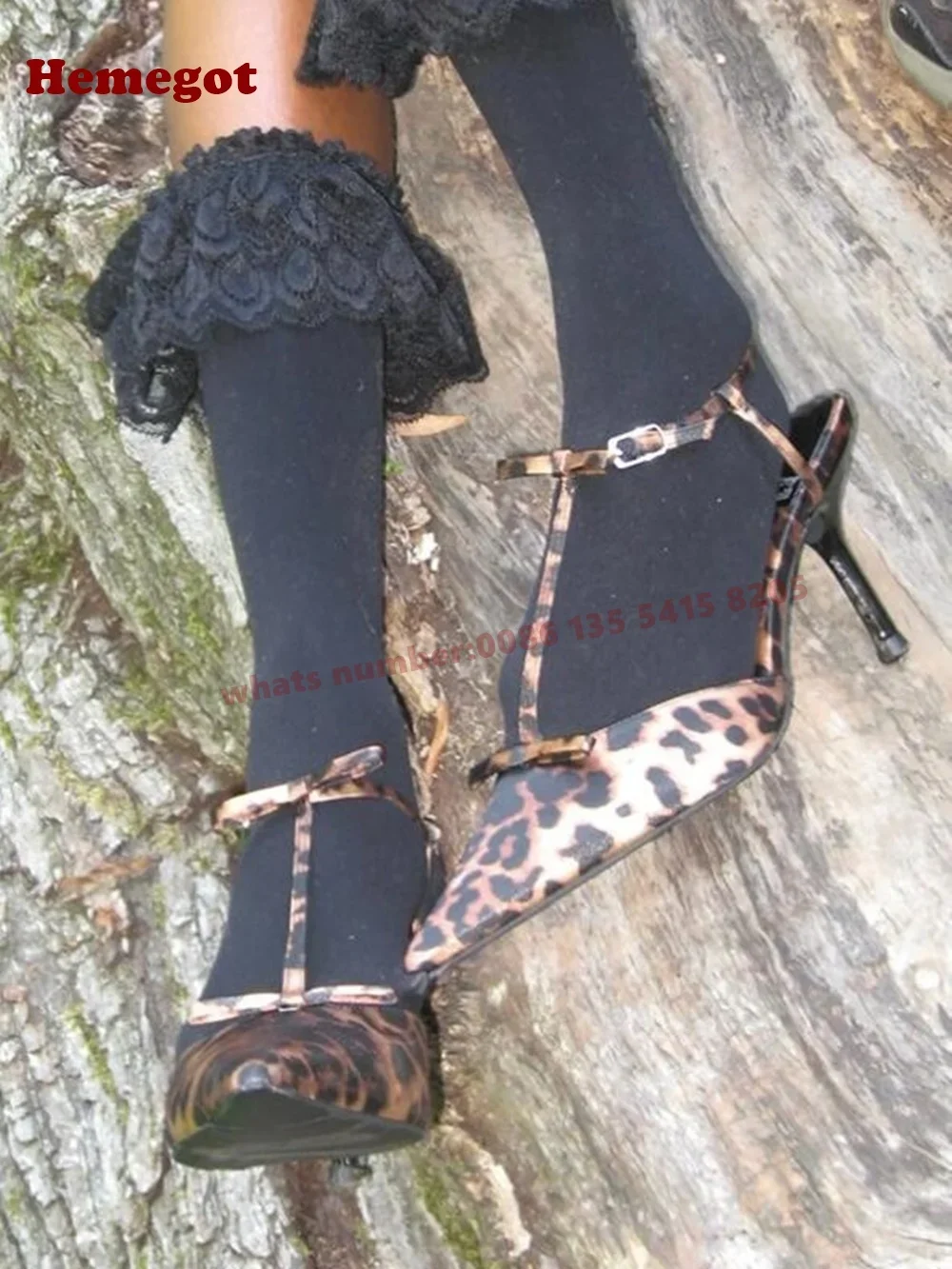 

Leopard T-Straps Pumps Pointed Toe Buckle Thin High Heels Women's Sandals Stiletto Bows Slingback Runway Party Shoes Summer 2025