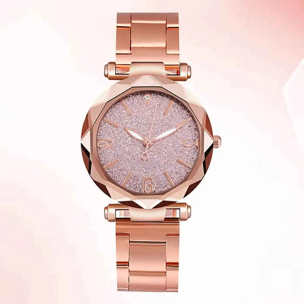 

Professional Quartz Watch Stainless Steel Pink Elegant Glittering Wrist Watch Fashion Silent Precise Time Suitable for Any
