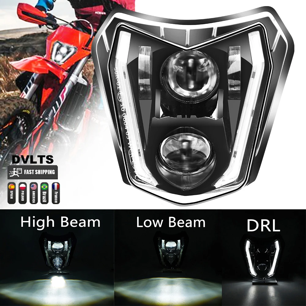 

E24 Motorcycle LED Headlight Headlamp DRL Light For KTM EXC EXCF SX SXF XC XCF XCW XCFW 125 150 250 300 350 400 450 505 525 530