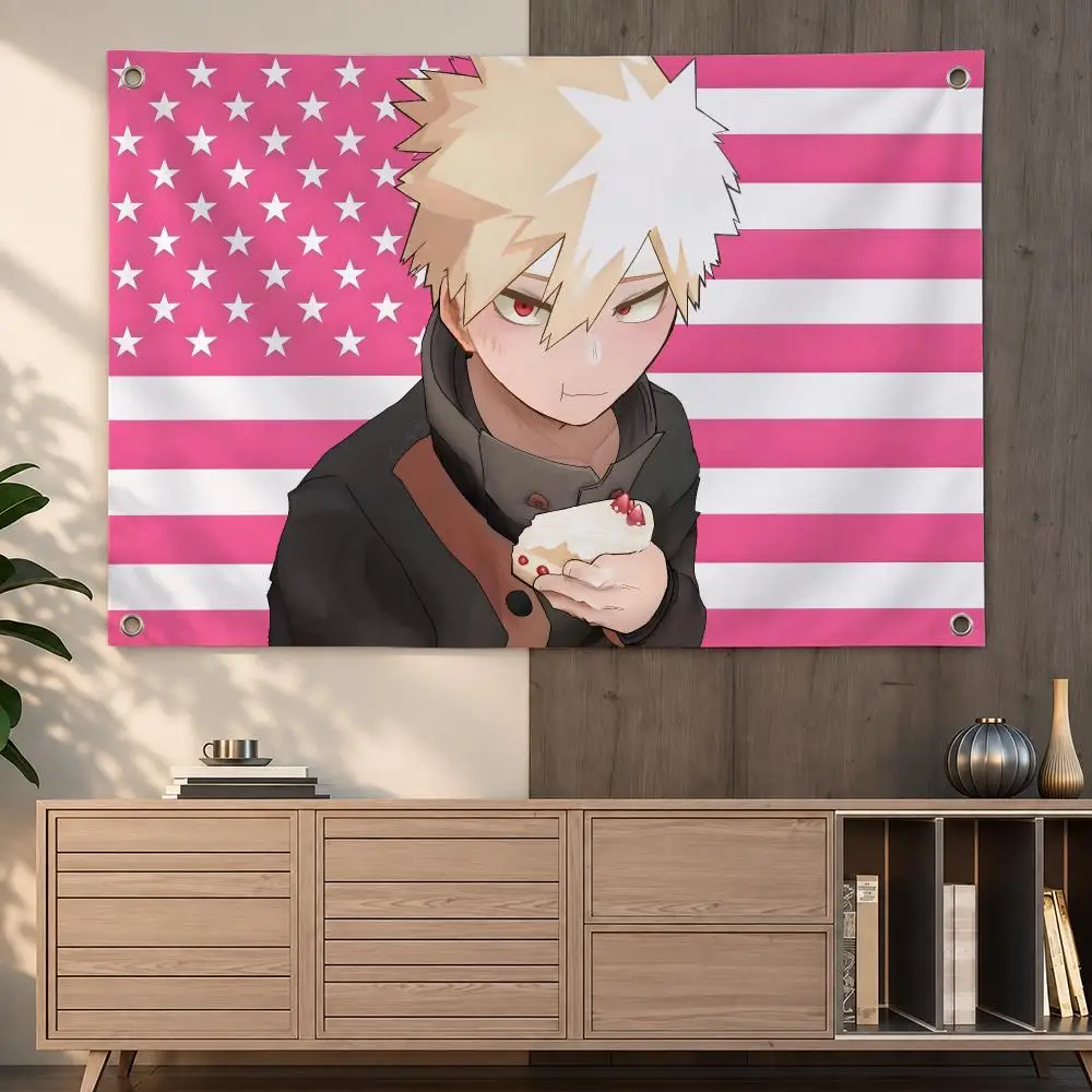 Popular Superhero Anime Character Bakugo Katsuki Flags Indoor Outdoor Wall Hanging Flag Decor Banner Wall Decor
