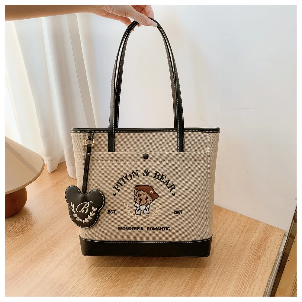 Beibaobao nowy kolor kontrastujący codzienna torba na ramię pod pachami torba na ramię o dużej pojemności kreskówka damska torba Ins Tote Bag — zdjęcie 2