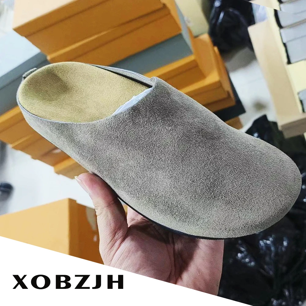 Nowe skórzane kapcie damskie Birken Leather Cork Modne sandały z miękką podeszwą 2024 Summer All Match Flat Mules Shoes For Women