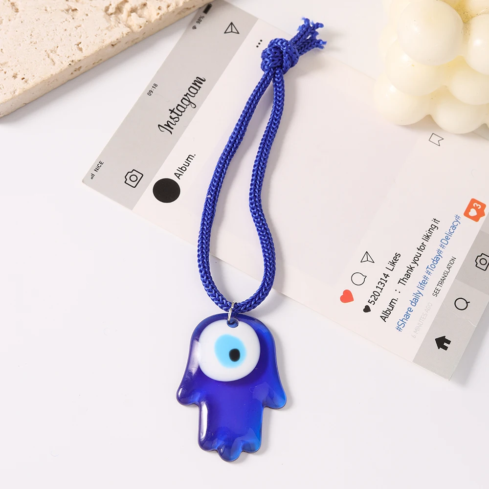 Aihua Bohemia Glücksbringer Türkisches Böses Auge Schlüsselanhänger Hamsa-Hand Blaue Glasperlen Schlüsselringe für Damen und Herren Taschenanhänger Deko-Geschenke – Detail 7