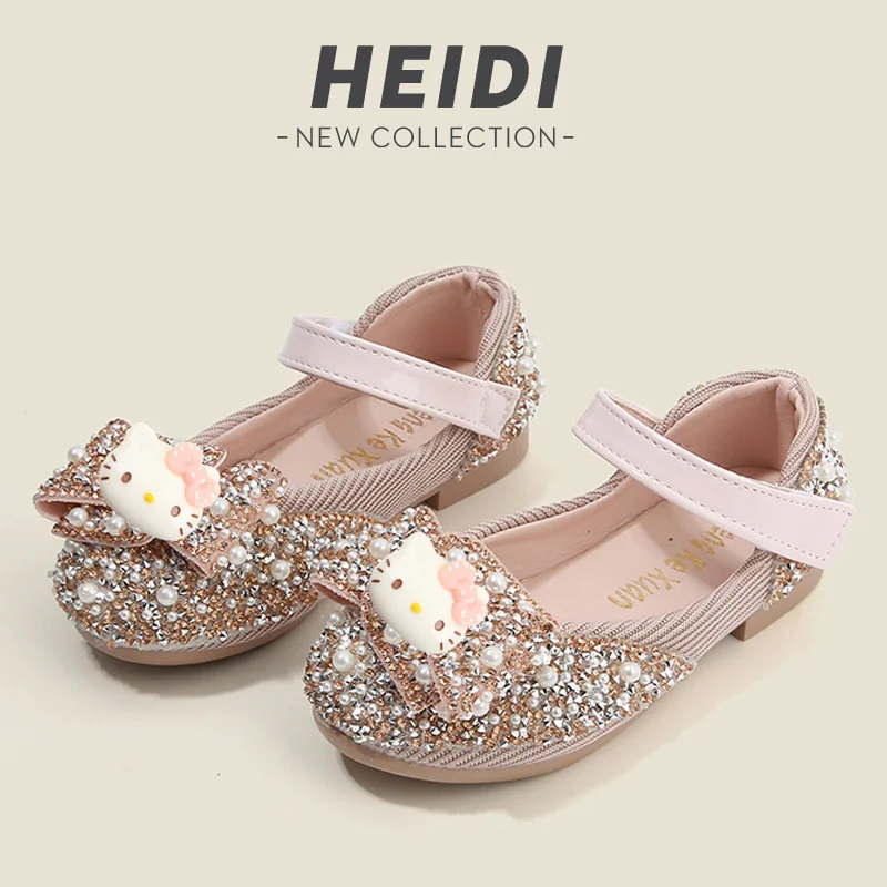 

Первые ходунки Sanrio с героями мультфильмов, весенне-осенняя новая повседневная обувь kuromi, детская обувь для танцев, сандалии hello kitty для девочек