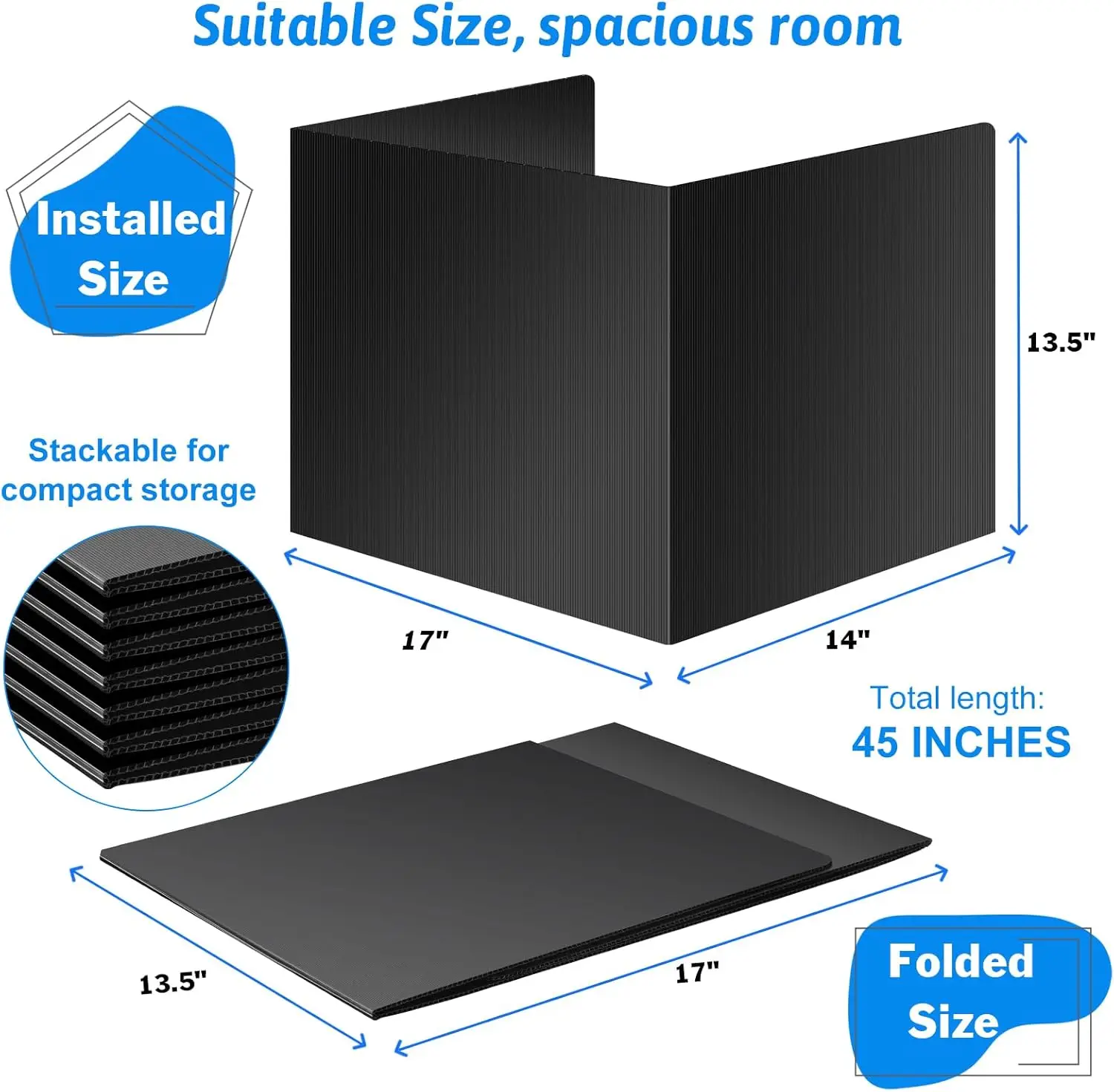 Waterproof Durable Plastic Desk Dividers, 24-Pack for Students, Easy Clean Privacy Shields