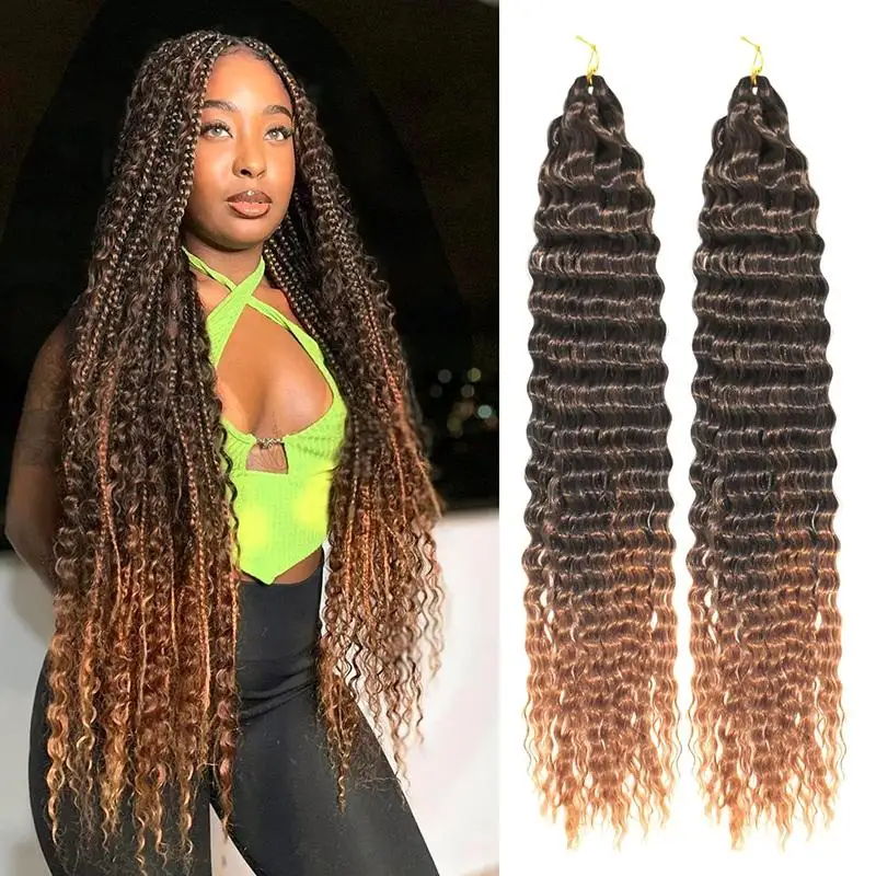 New-Deep Wavy Twist Crochet Hair Braid Hair Synthetic Curly Hair Crochet Braids High Temperature Fiber Braiding Hair Extensions