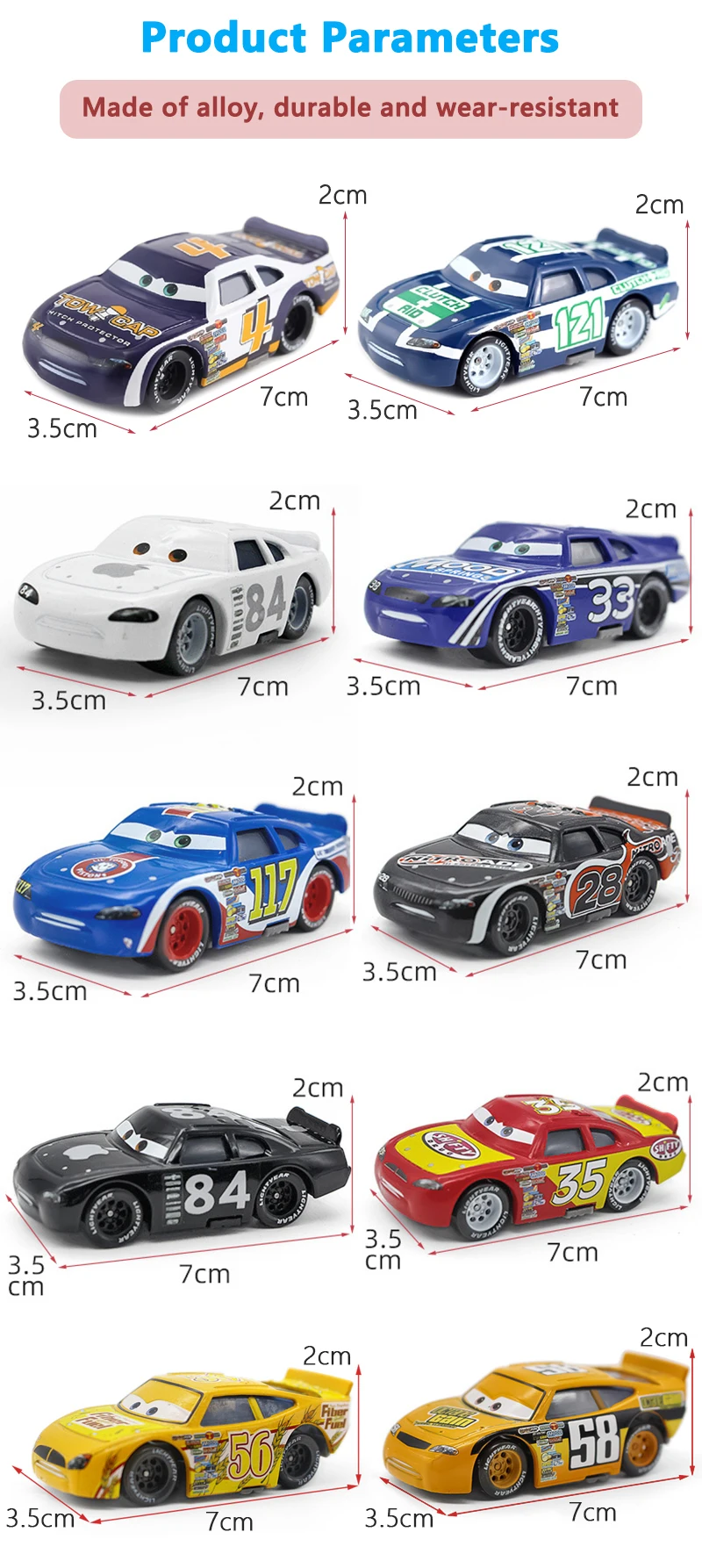 Spielzeugautos Piston Cup Racing Series Rennwagen McQueen Rusty Cornfuel Aiken Axler Chuck Armstrong Legierungs-Spielzeugauto Kindergeschenk – Detail 4