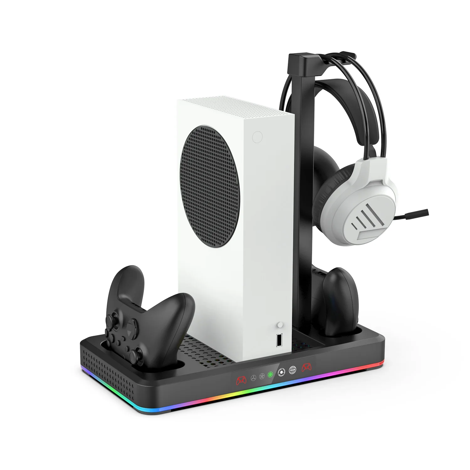 Cooling Fan base For Xbox Series X/S Host multifunctional charging RGB  headphone hook