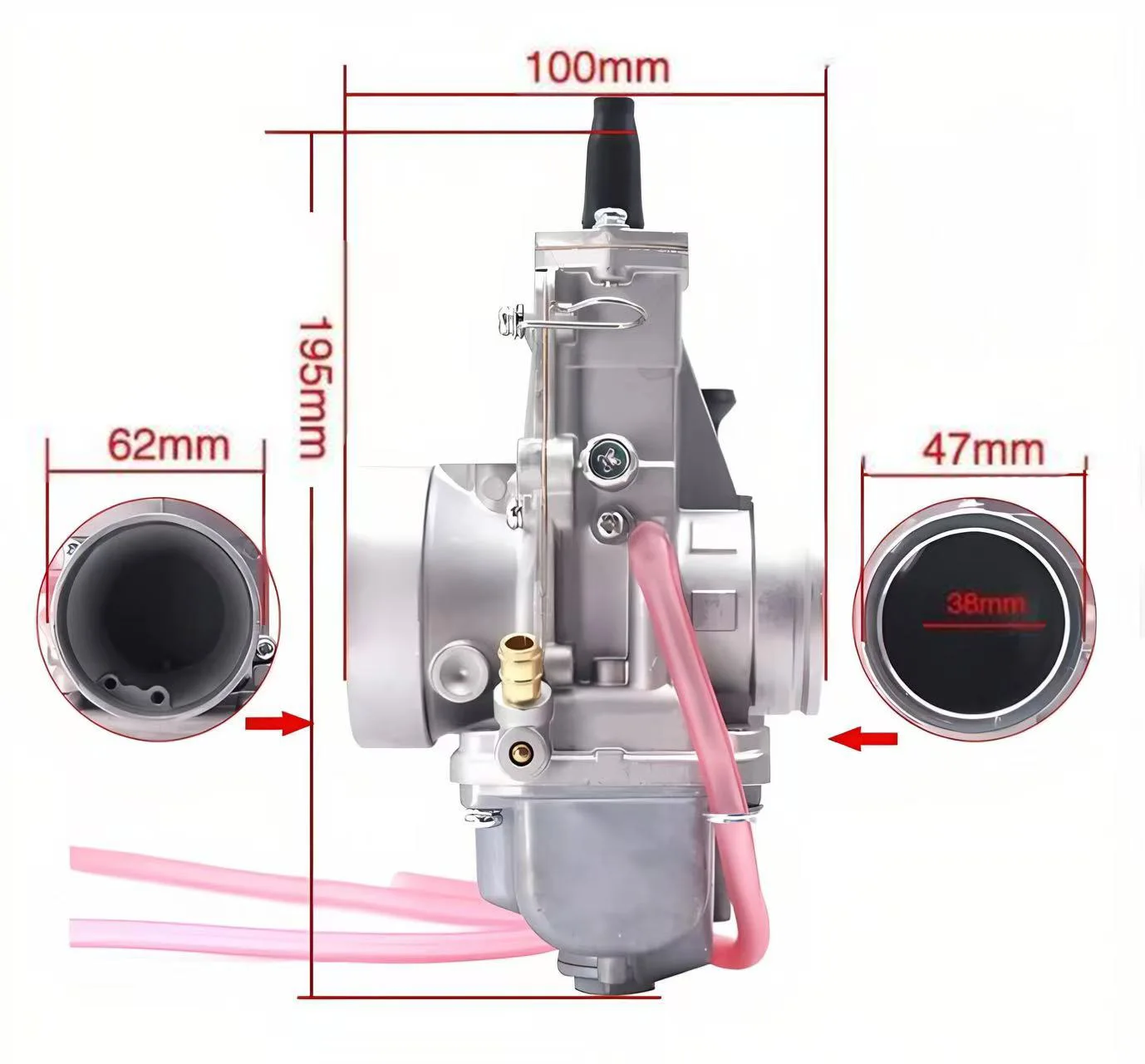 عالية الأداء TM38 شقة الشريحة المكربن العالمي ل 2-السكتة الدماغية 4-السكتة الدماغية 250cc 350cc دراجة نارية سكوتر ATV ل Mikuni