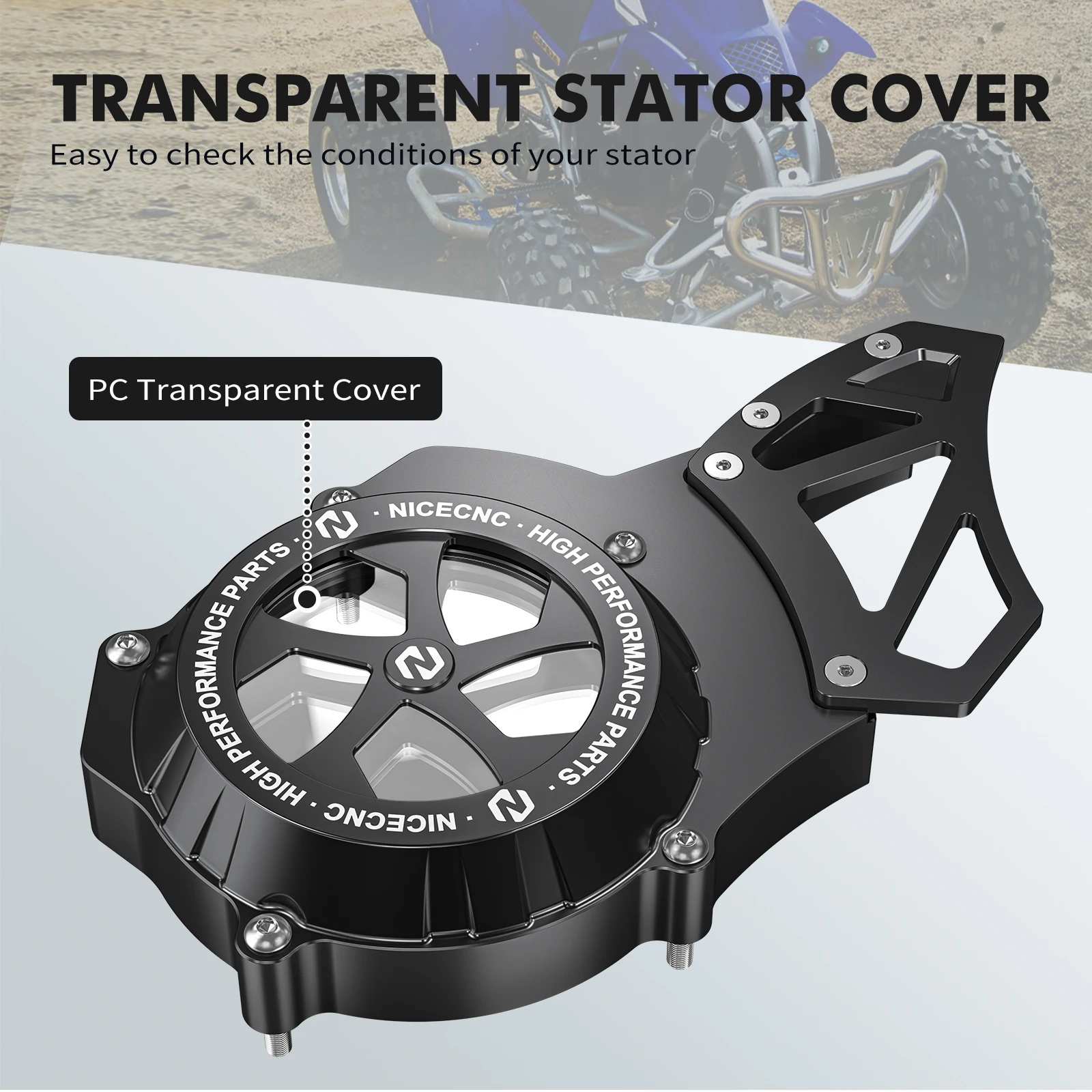 NICECNC Für Yamaha Blaster 200 YFS200 YFS200SE 1988-2006 Transparenter Stator-Kettenradabdeckungsschutz ATV-Zubehör – Detail 3