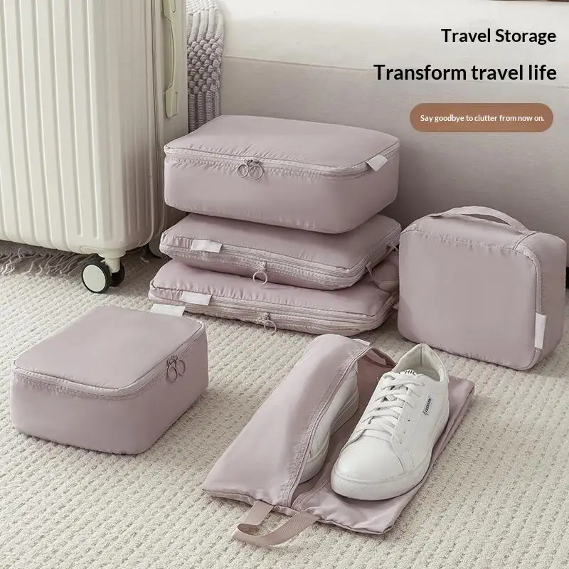 Compressible Travel Packing Cubes 40 Percent Space Saving Water Resistant For Luggage Organization Vacation Business Trip