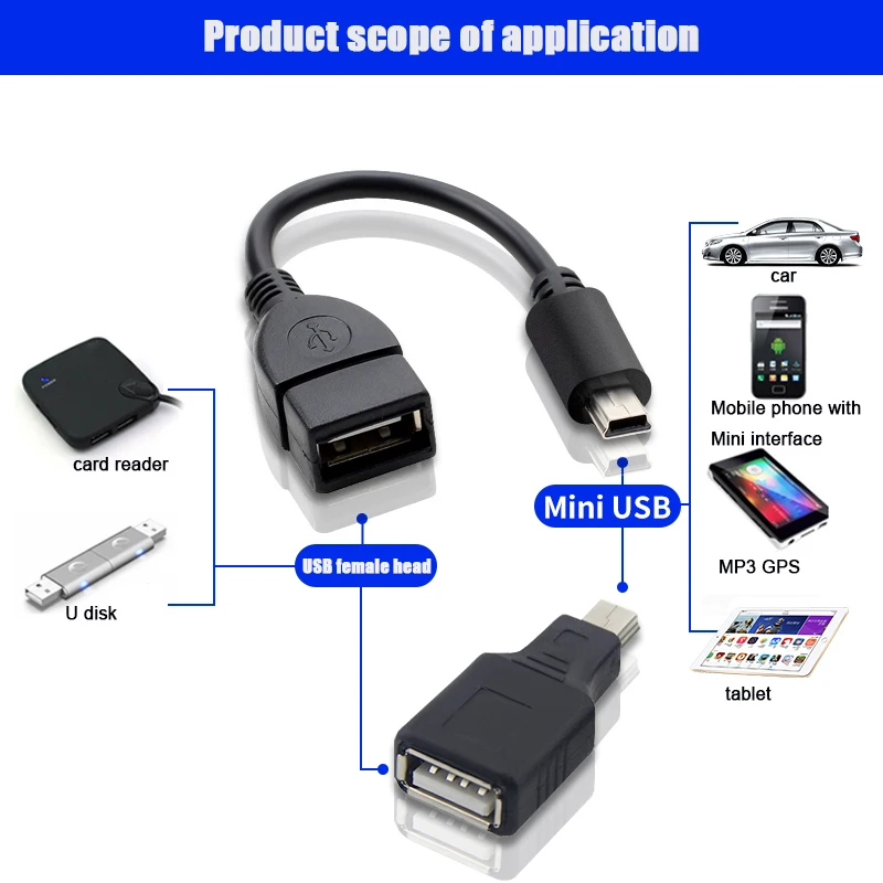 Mini USB A 2,0 Buchse Auf Mini B Stecker Adapter OTG High-speed Konverter Geeignet Für PC Computer Laptop hardware Anschluss Kabel – Detail 7