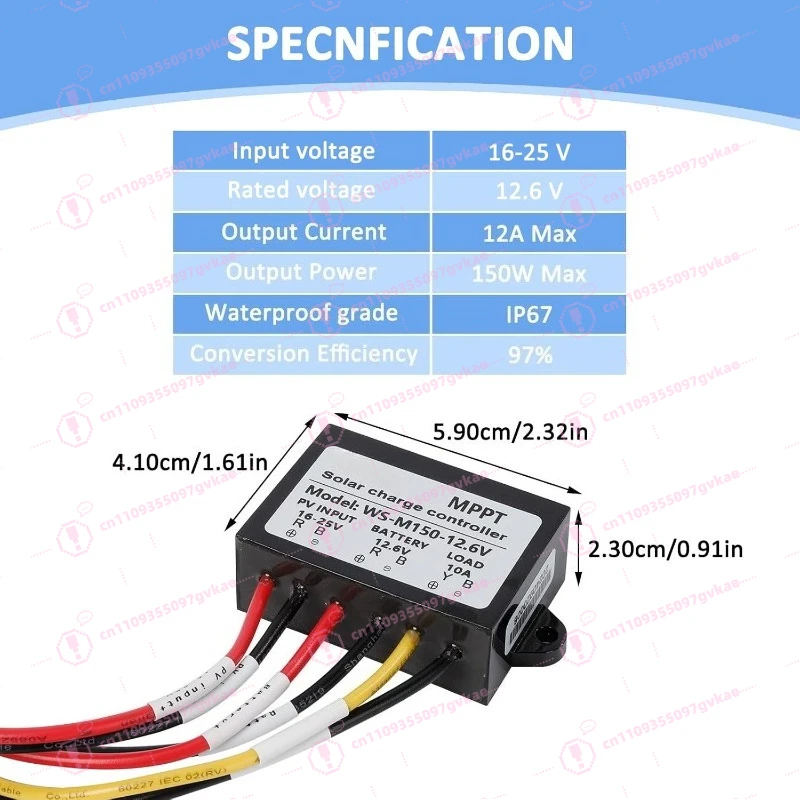 10 Amp 12.6V 150W MPPT Solar Charge Controller