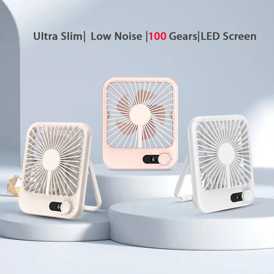 2024 New 1500mAh 100 Gears Ultrathin Desk Fan Portable Fan Rechargeable Table Fan Mini Fan Portable Cooler Air Conditioner Fan