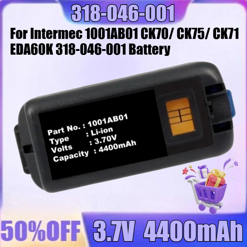 

New 1001AB01 3.7V 4400mAh High Quality Battery for Intermec 1001AB01 CK70/ CK75/ CK71 EDA60K 318-046-001 Battery