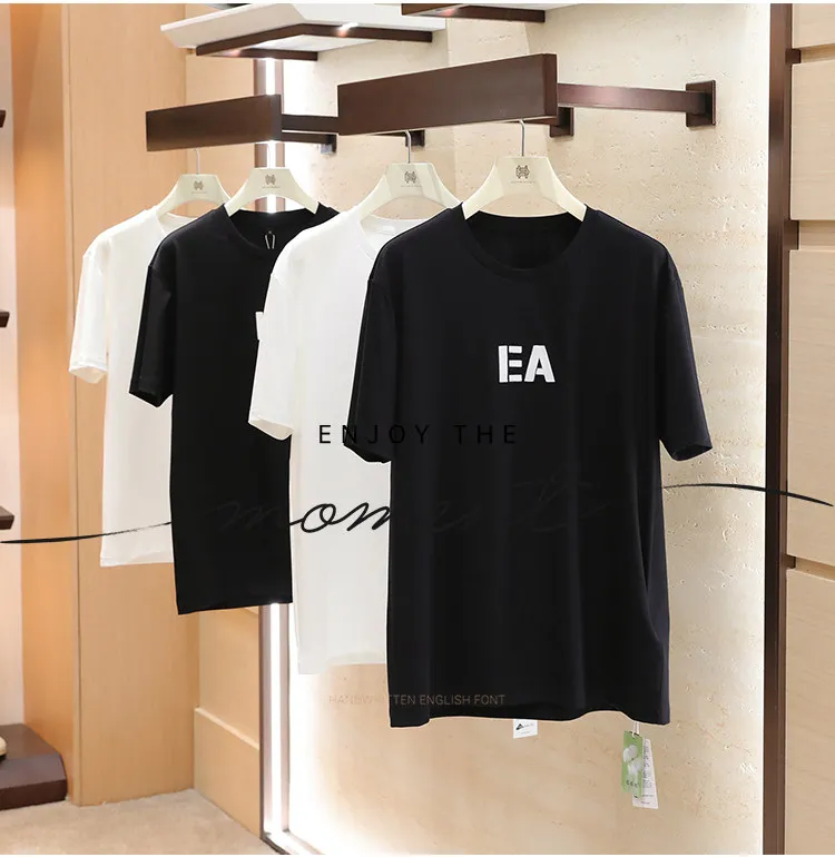 Italian luxury 2026 summer new men's simple high-end mercerized horse cotton cool short-sleeved T-shirt
