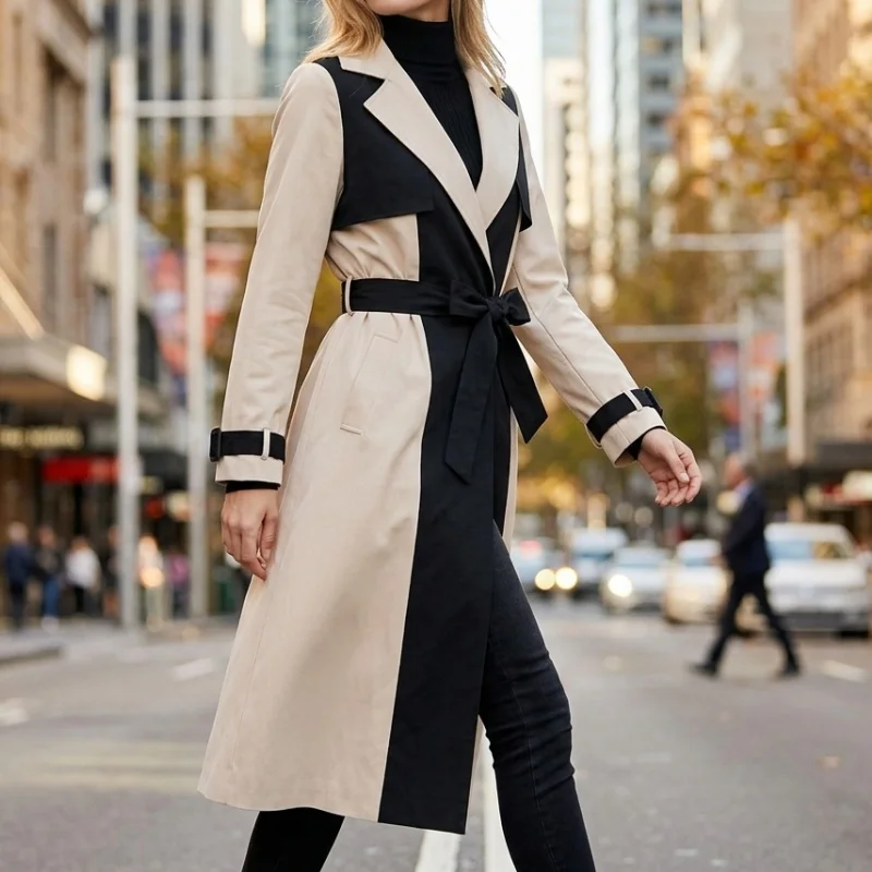 Lady's Long Trench Autumn Lightweight Trendy Streetwear Long Coat Outdoor Activities Must-have Windbreaker Women's Clothing