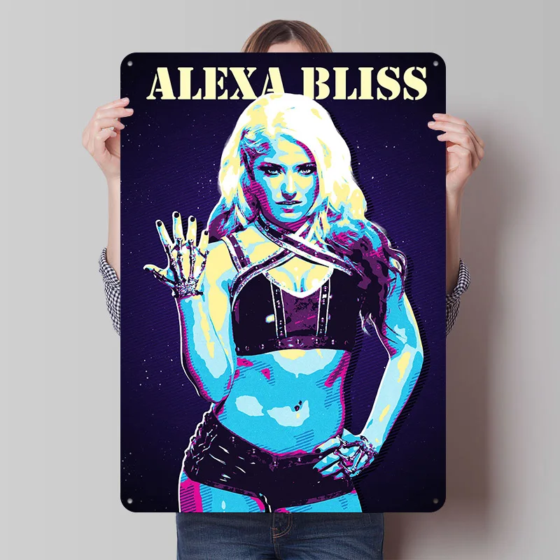 Placa de Metal Personalizada con Diseño de Alexa Bliss, Luchadora, Arte Retro para Pared, Letreros Metálicos Vintage para Decoración de Habitaciones