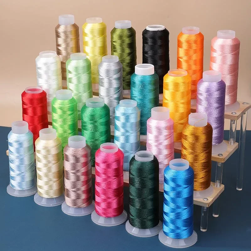 150D 0.2mm Ice Silk Tassel Thread 1900Meters Each Spool Solid Color Embroidery Sewing Thread Bracelet Braided Bright Nylon Cord