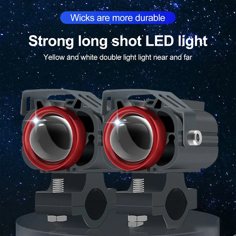 مشرق العنبر/الأبيض LED دراجة نارية ضوء العمل الألومنيوم مصباح قيادة لسيارة الطرق الوعرة ATV شاحنة مع جبل بين قوسين سلك تسخير #2