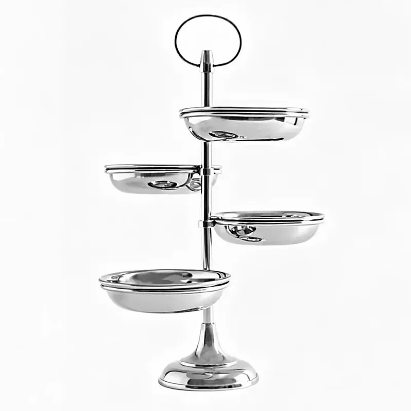 Stainless Steel Fruit Plate Multi Layer Cake Stand European Light Luxury Dessert Display Rack Home Kitchen Decorative Tray
