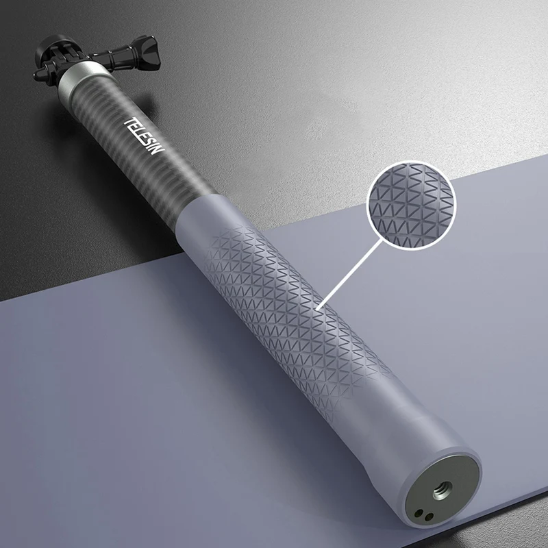 TELESIN คาร์บอนไฟเบอร์1ชิ้น Selfie Stick Monopod พร้อมสกรู1/4สำหรับ Gopro Insta360 Osmo Action DJI กล้อง
