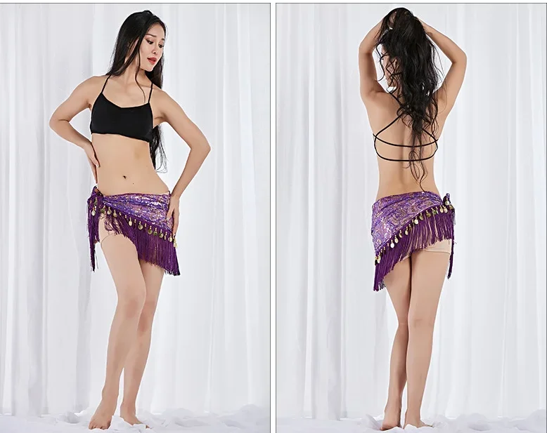 Bauchketten-Tailleketten mit Quasten, Pailletten und goldenen Münzen für Damen, Hüfttuch, orientalisches Tanzkostüm für Aufführungen und Übungen, Tanzaccessoires. – Detail 12