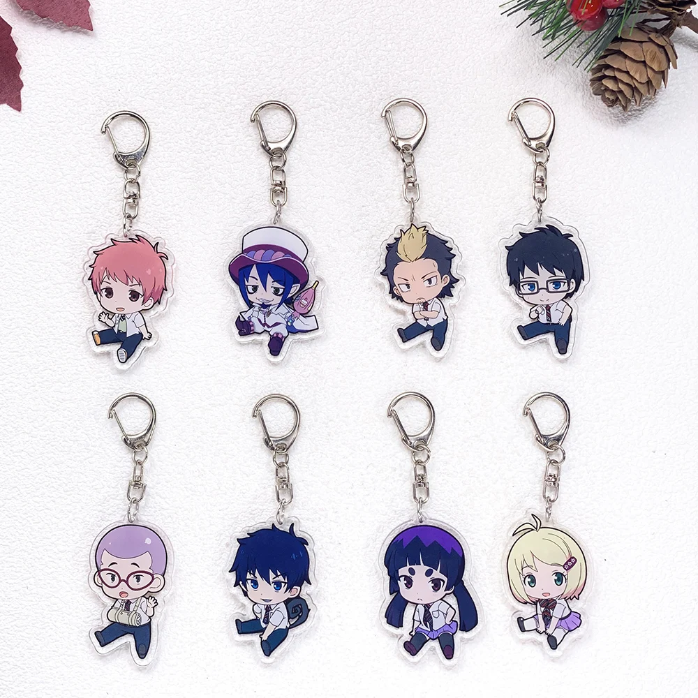 8 piezas de accesorios de llavero de anime Ao no Exorcist Blue Exorcist, bonitos dijes acrílicos para llavero, mochila y decoración.