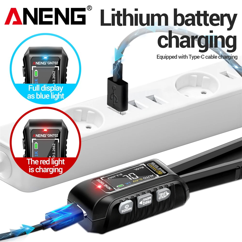 ANENG GN702 LCR Pinza Intelligente Ponte Batteria Al Litio Ricaricabile Condensatori di Induttanza Multifunzionali Strumenti di Misura ﻿