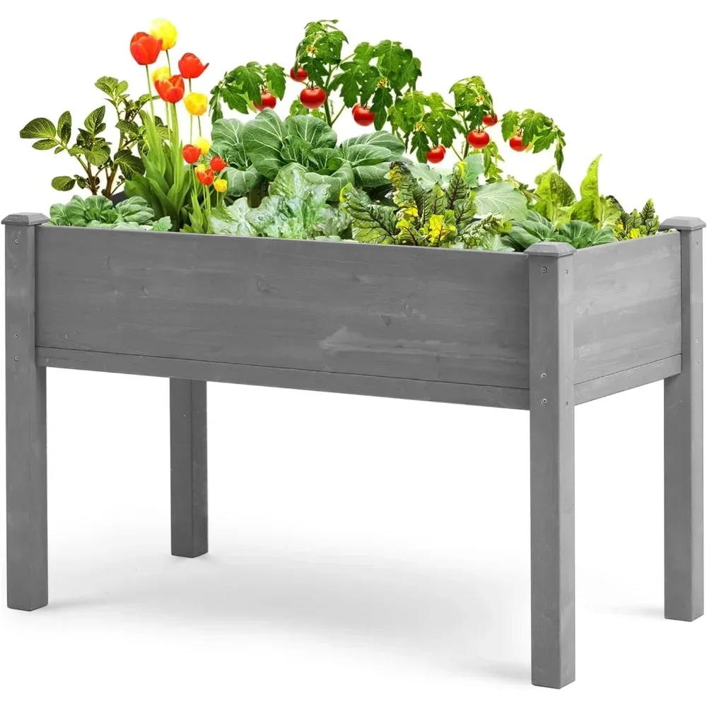 

y Поднятая садовая кровать с ножками, приподнятый ящик для цветов из массива дерева, приподнятая садовая кровать