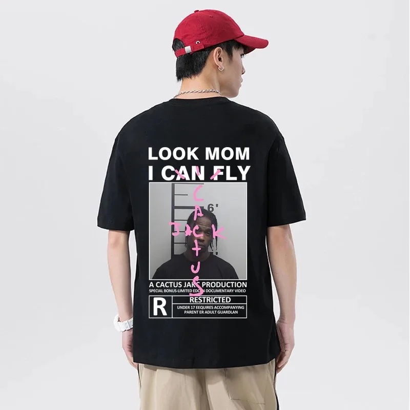 

HOT SALE Cactus Jack T-shirt High Quality Cotton Men Women LOOK MOM I CAN FLY Tee ASTROWORLD Hip Hop Short Sleeve Tshirts Tops