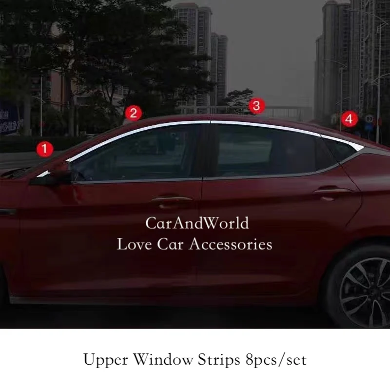 For JAC J7 2020-2024 Stainless Steel Car Door Full Window Pillar B/C Post Center Column Cover Trims Sticker External Accessories