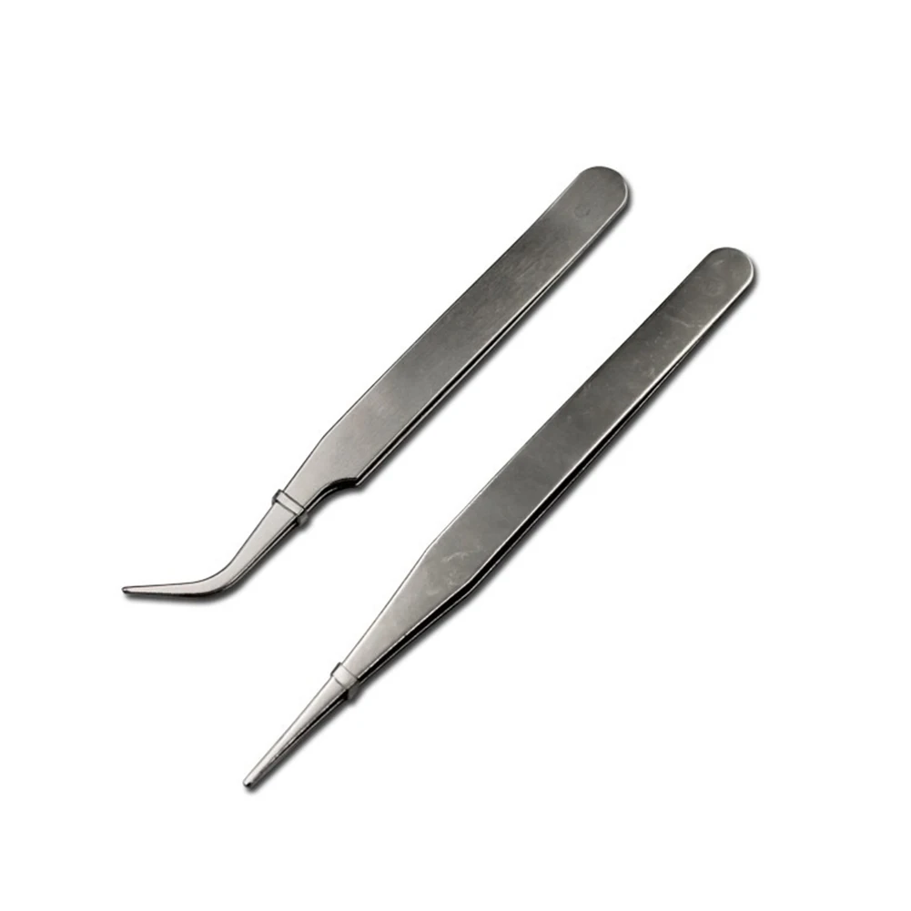 Tip Tweezers 2pcs Tweezers Anti-magnetic Curved Straight Dismantling Mini Tweezers Repair Tool For Picking Up Parts