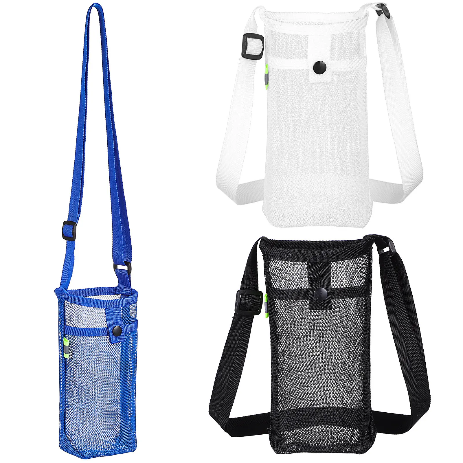 

3Pcs Mesh Water Bottle Bags Lightweight Adjustable Crossbody Carrier Stretchable Bottle Holder for Outdoor Travel Daily Use