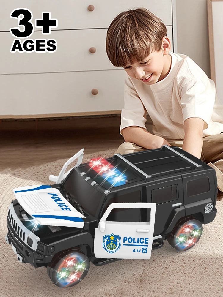 Voitures de Police sirène à haute Simulation pour enfants, modèle SUV électrique, musique avec lumières, jouets Puzzle pour enfants, cadeaux d'anniversaire pour garçons