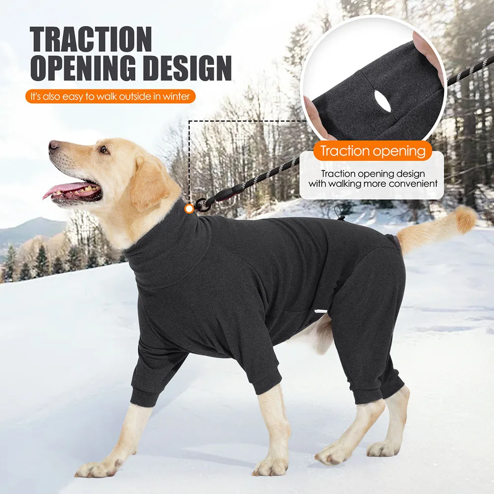 Dog winter warm coat is suitable for large and medium sized dogs 4 legged high necked cold proof and warm polar fleece material