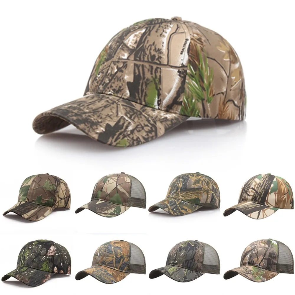 Mens Camouflage Military Adjustable Hat Camo Hunting Fishing Army Baseball Cap UV Protection Sun Hats Quick Drying