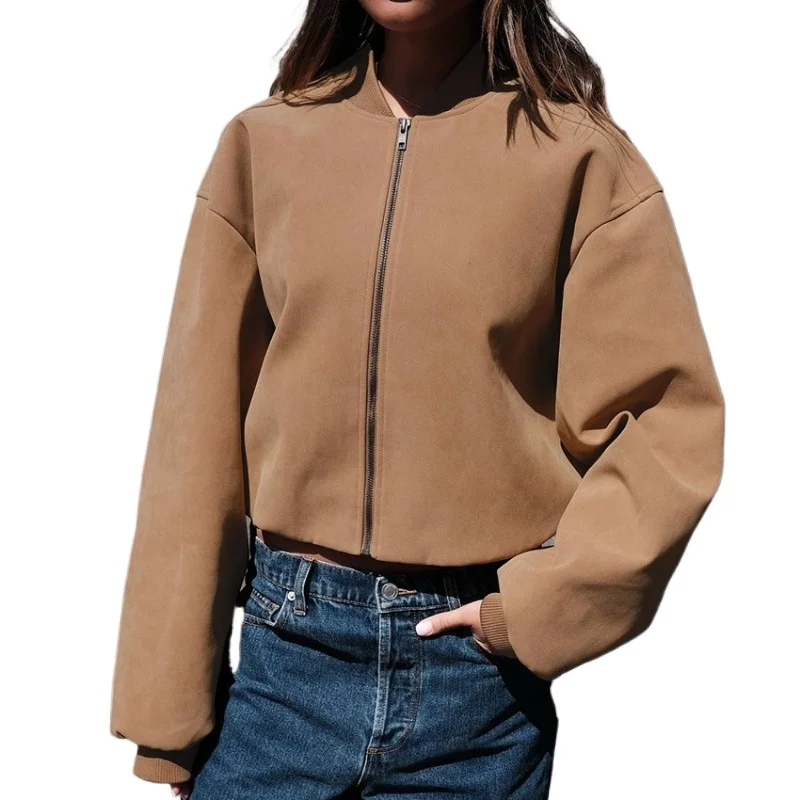 

Loose suede short baseball jacket women winter clothes